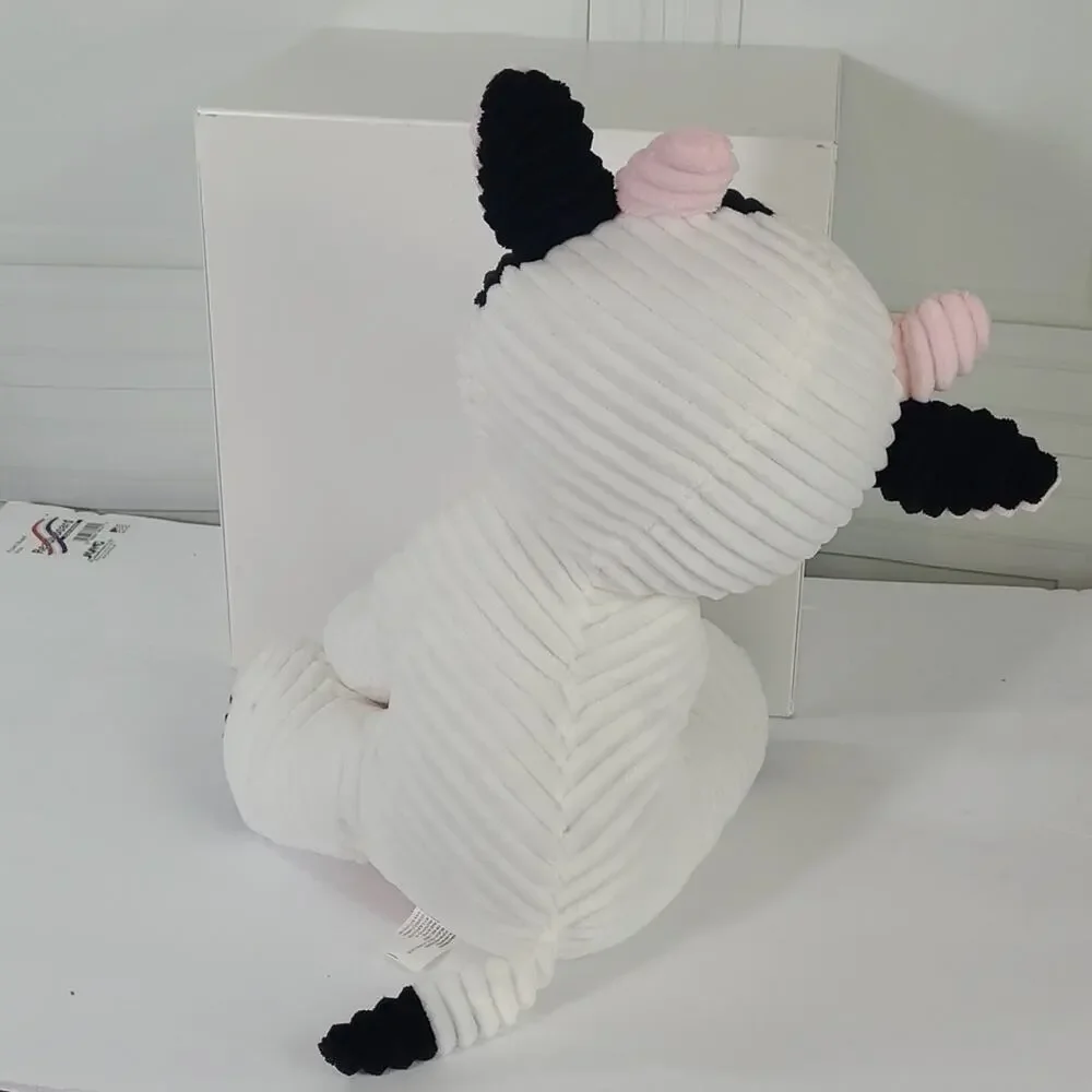 Kellytoy Cordy Stuffed Cow Toy - White, Black & Pink - 13 Inch